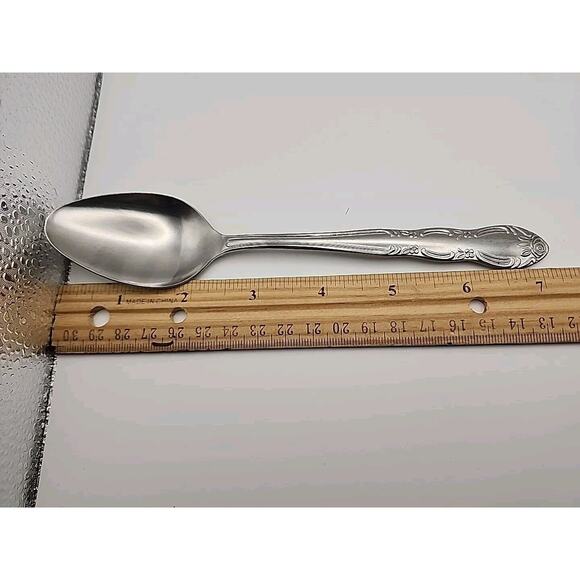 8 Wesley Forge WLF2 Place Oval Soup Spoon Stainless Steel Floral Art Deco 7 1/8" - Picture 3 of 10